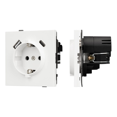 Механизм розетки с USB зарядкой SCT-TENDO-MUAC-SFPL-WH (230V, 16A) (Arlight, -)