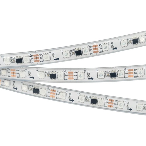 Лента светодиодная SPI-5000PGS-5060-60 12V Cx3 RGB (12mm, 14.4W, IP67) (Arlight, Закрытый, IP67)
