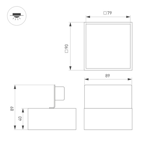 Светильник DL-GRIGLIATO-S90x90-6W Day4000 (WH, 90 deg, 230) (Arlight, IP40 Металл, 5 лет)