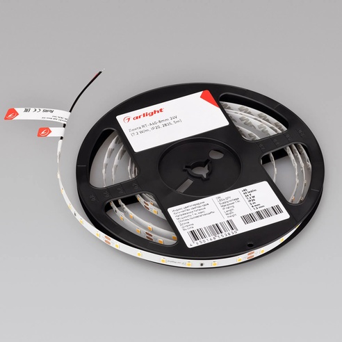 Лента светодиодная RT-A60-8mm 24V Day4000 (7.2 W/m, IP20, 2835, 5m) (Arlight, Открытый)