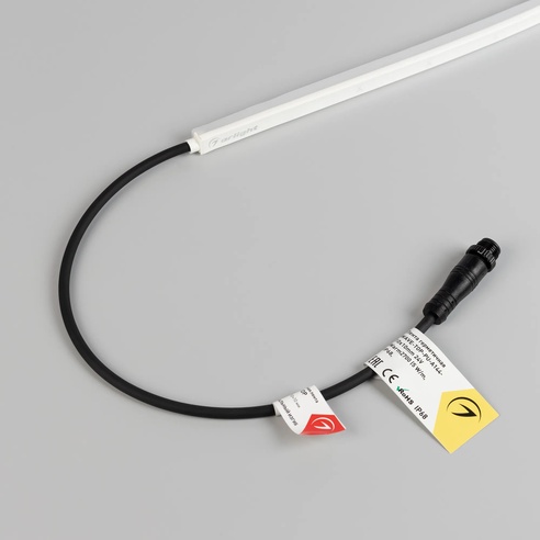 Лента герметичная WAVE-TOP-PU-A144-10x10mm 24V Warm3000 (5 W/m, IP68, 1m, wire x1) (Arlight, Вывод боковой, 3 года)