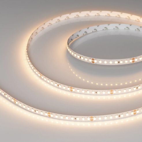 Лента светодиодная RT-A160-8mm 24V Warm3000 (12 W/m, IP20, 2835, 5m) (Arlight, высок.эфф.150 лм/Вт)