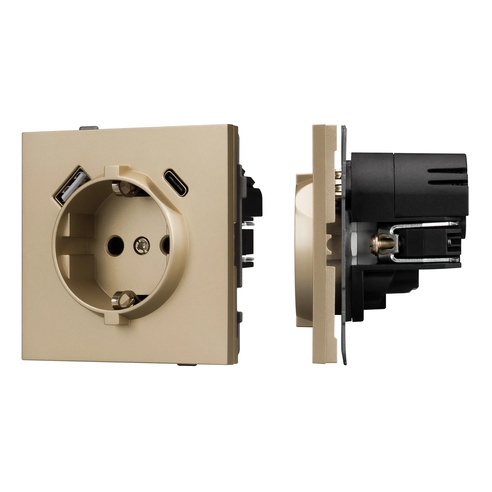 Механизм розетки с USB зарядкой SCT-TENDO-MUAC-SFPL-GD (230V, 16A) (Arlight, -)