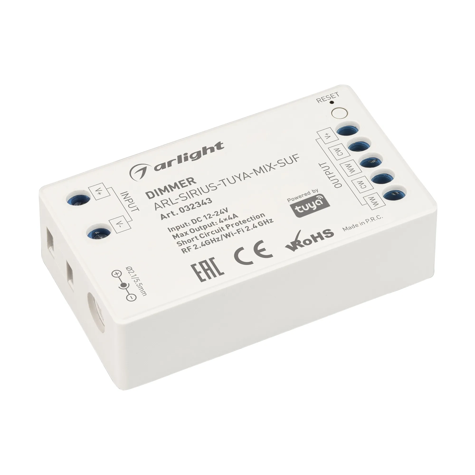 Диммер ARL-SIRIUS-TUYA-MIX-SUF (12-24V, 4x4A, 2.4G) (Arlight, IP20 Пластик, 3 года) - изображение товара