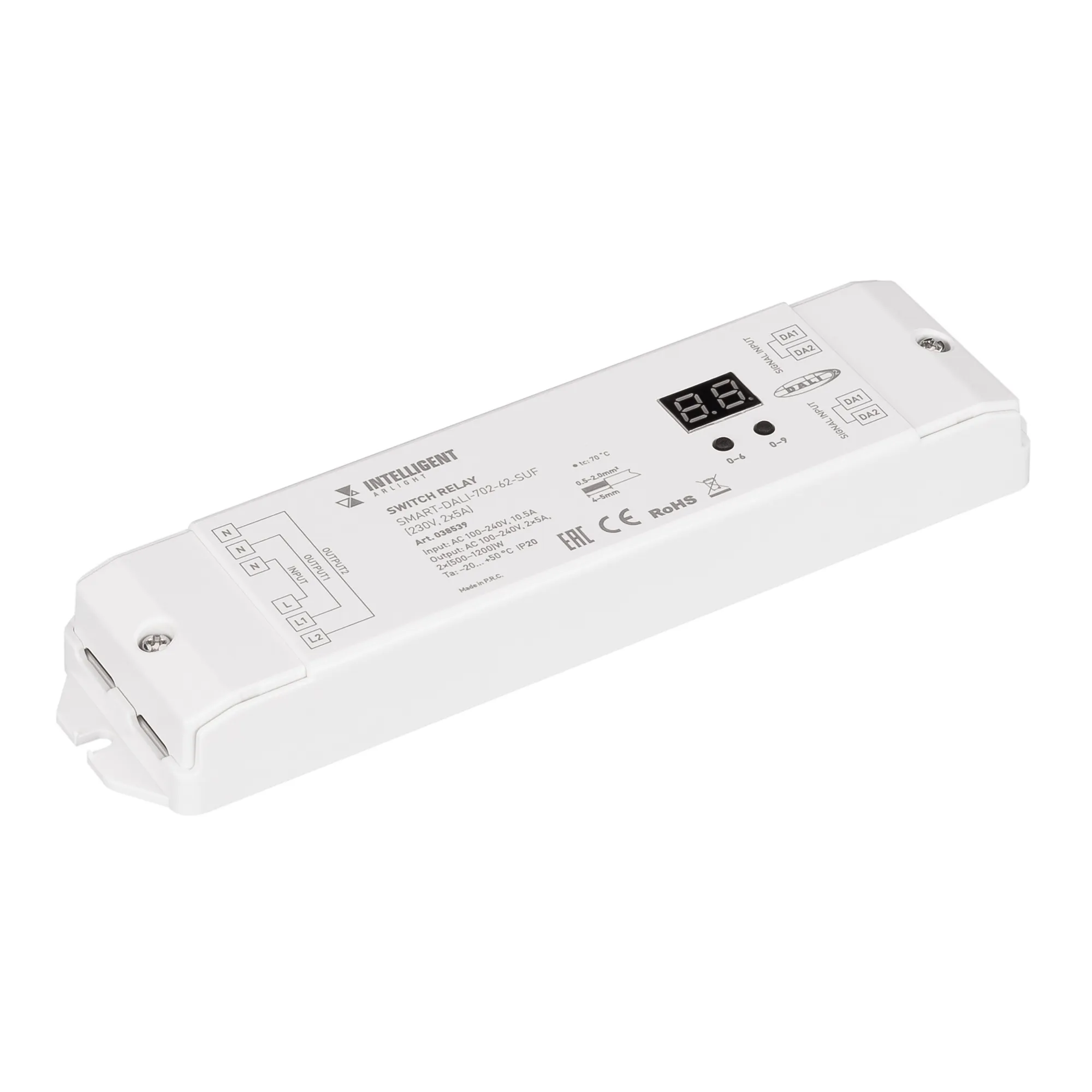 INTELLIGENT ARLIGHT Релейный модуль SMART-DALI-702-62-SUF (230V, 2x5A) (IARL, IP20 Пластик, 5 лет) - изображение товара