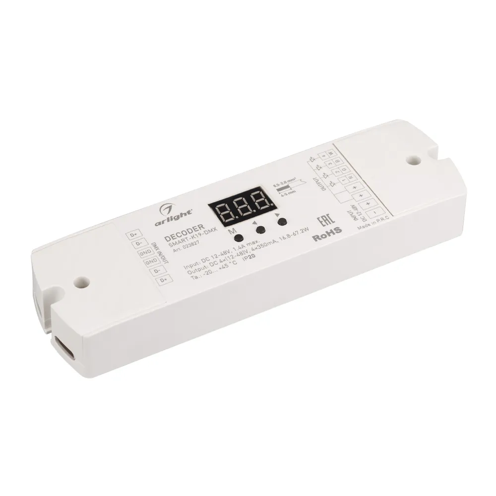 Декодер SMART-K19-DMX (12-48V, 4x350mA) (Arlight, IP20 Пластик, 5 лет) - изображение товара