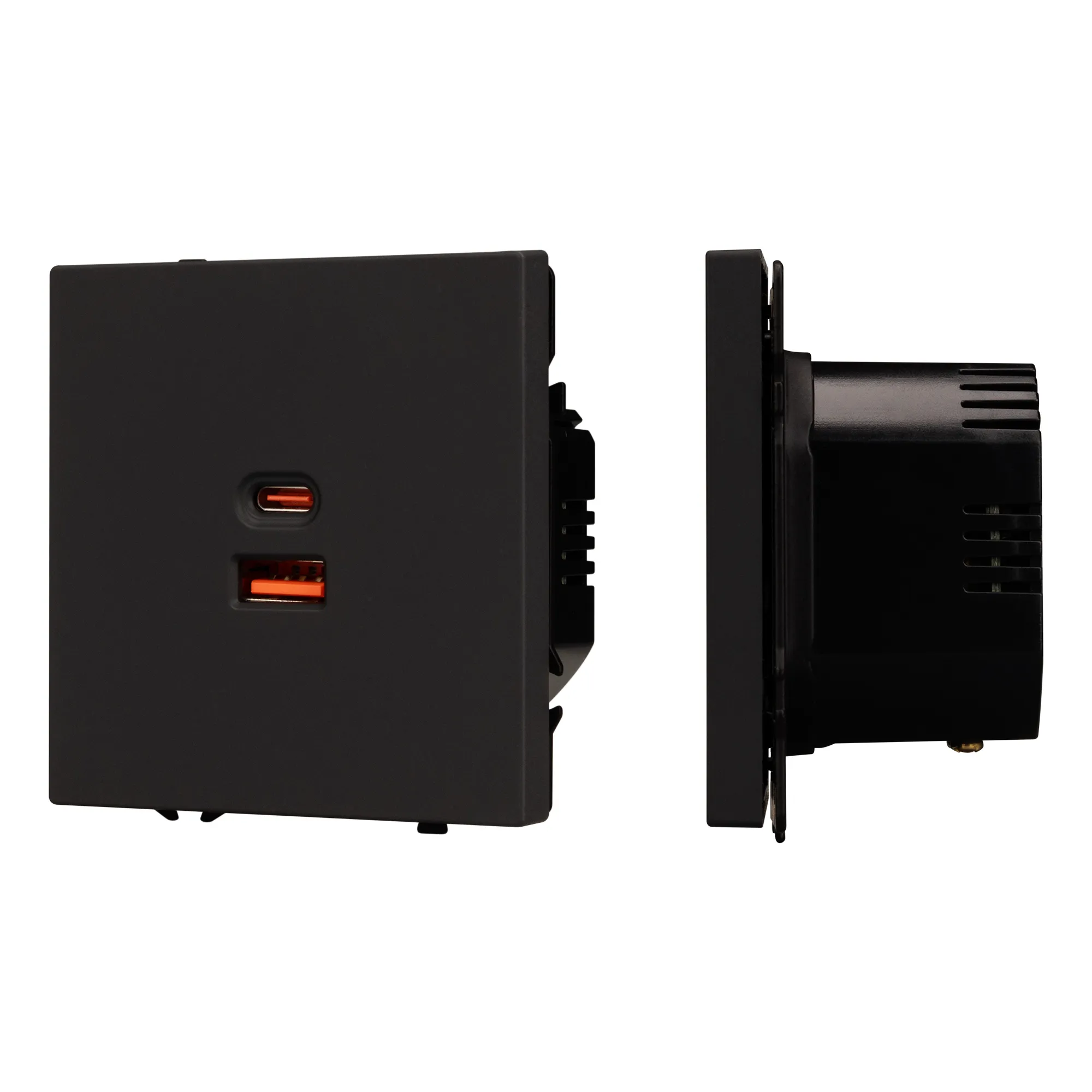 Механизм розетки с быстрой USB зарядкой SCT-NOBE-MUAC-SFPL-FC-BK (65W, QC3) (Arlight, -) - изображение товара