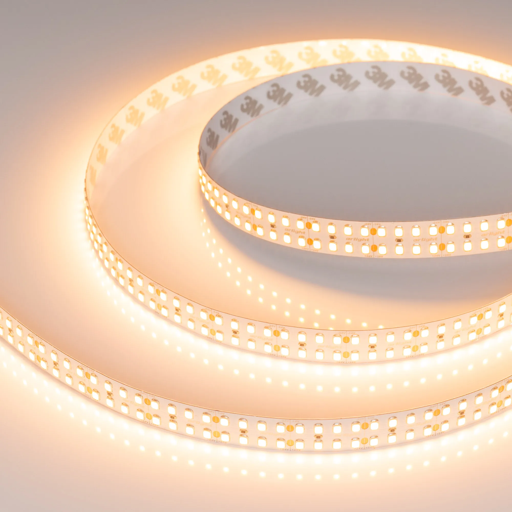 Лента светодиодная RT-A320-15mm 24V Warm2400 (24 W/m, IP20, 2835, 5m) (Arlight, высок.эфф.150 лм/Вт) - изображение товара