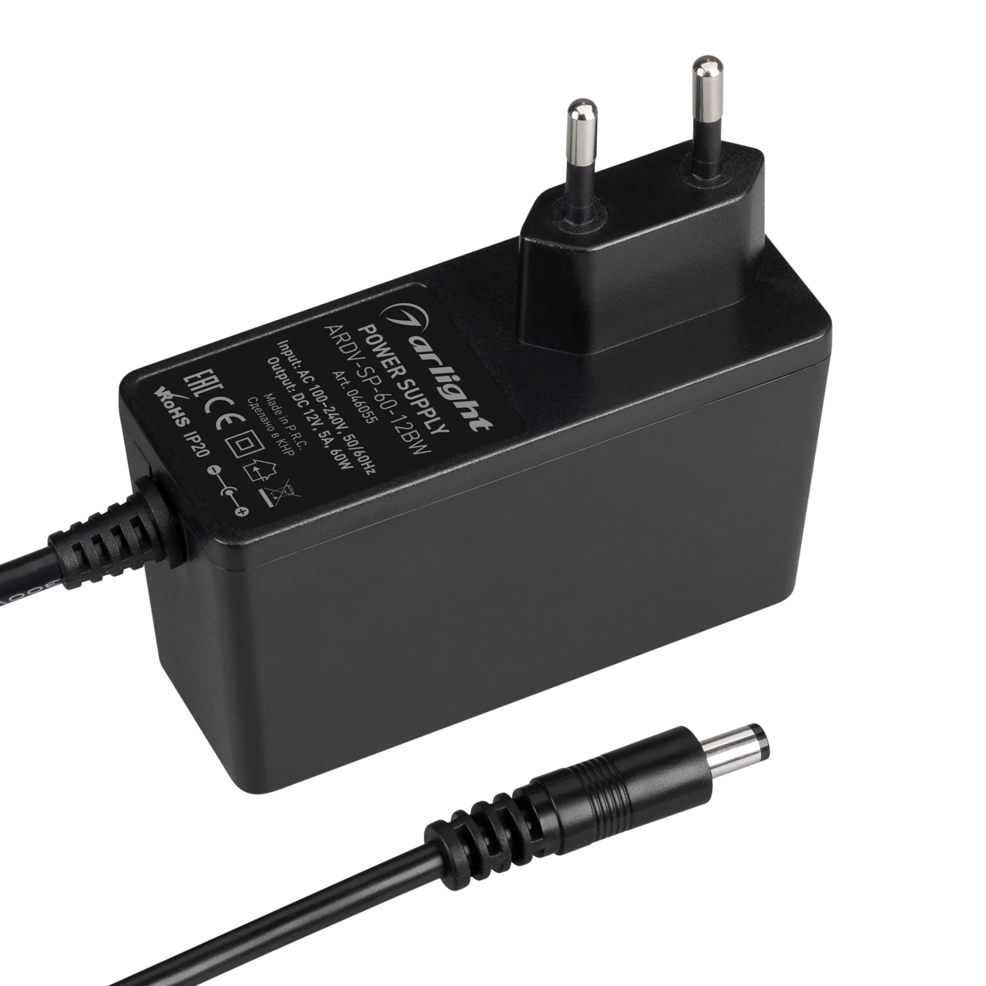 Блок питания ARDV-SP-60-12BW (12V, 5A, 60W) (Arlight, Адаптер, 5 лет) - изображение товара