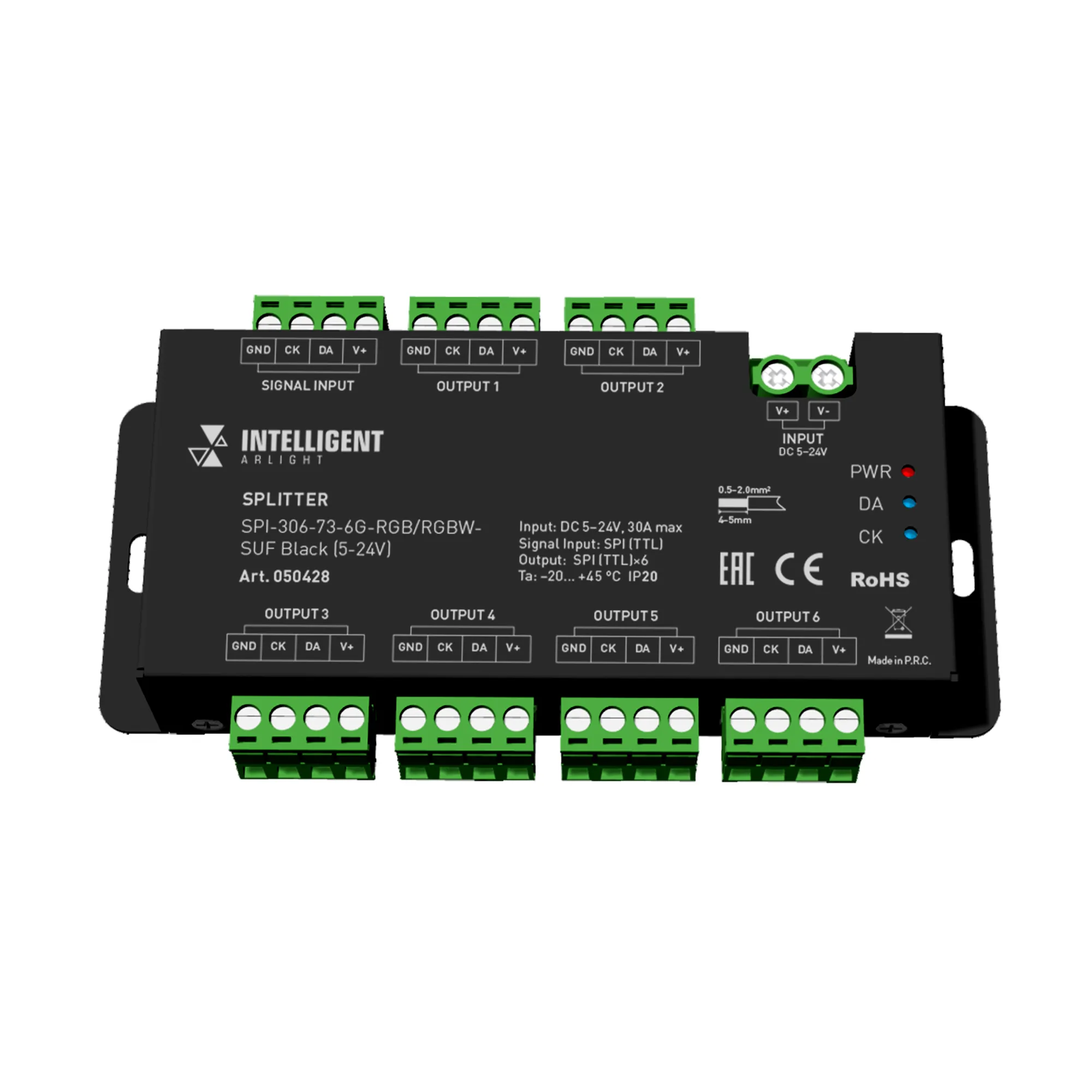 INTELLIGENT ARLIGHT Сплиттер SPI-306-73-6G-RGB/RGBW-SUF Black (5-24V) (IARL, IP20 Металл, 5 лет) - изображение товара
