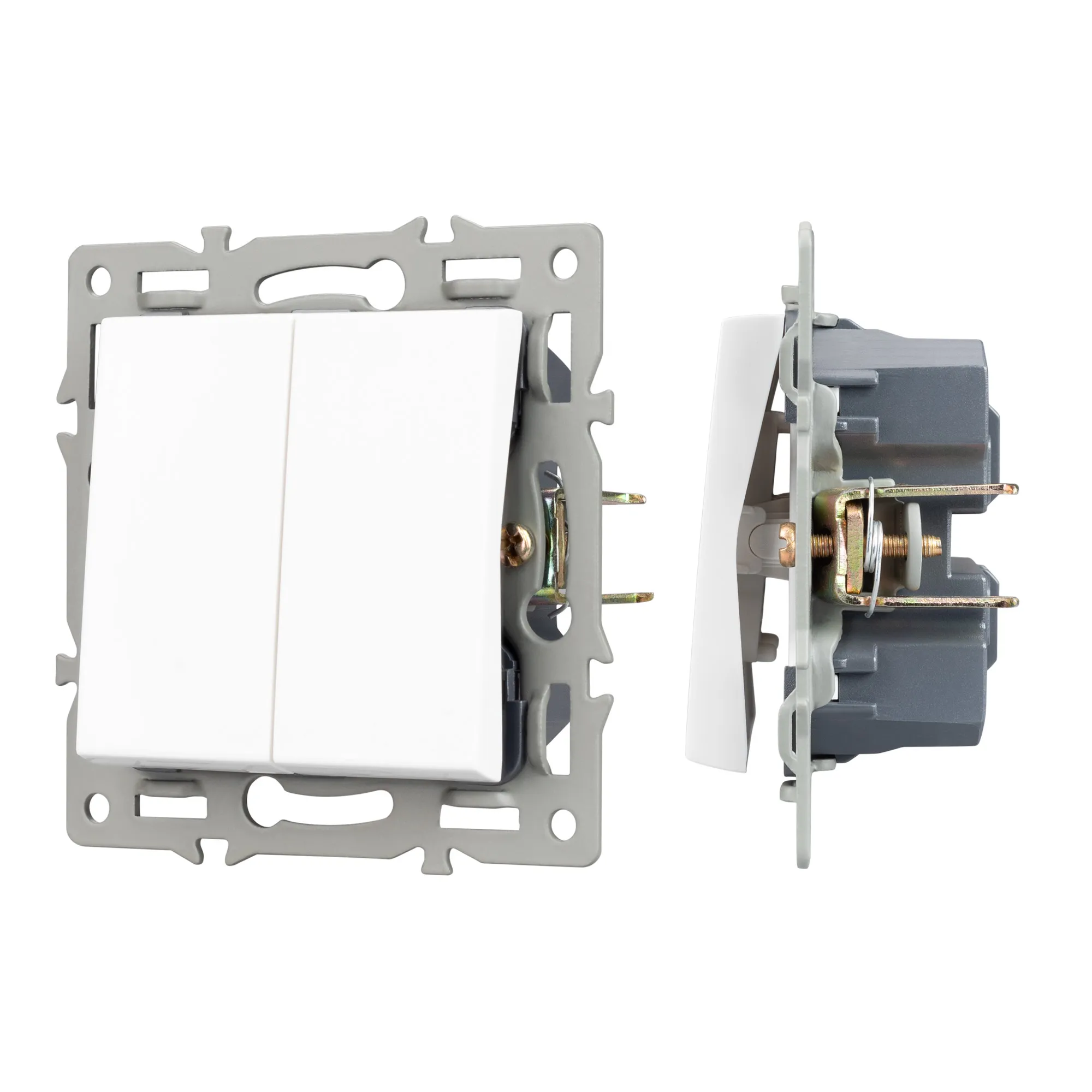 Механизм выключателя двухклавишный проходной SWT-MKP2-PL-WH (250V, 16A) (Arlight, -) - изображение товара