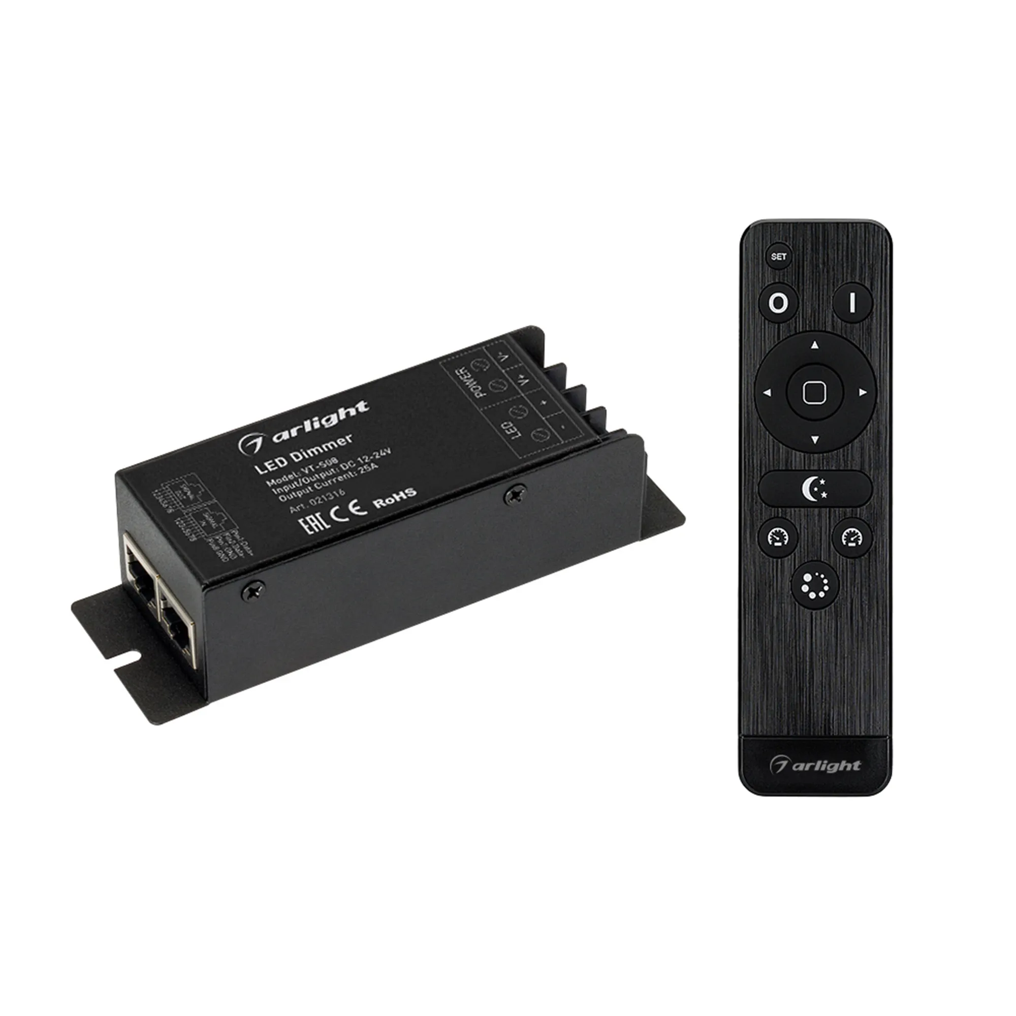 Диммер VT-S08-1x25A (12-24V, ПДУ Стик 12кн, RF) (Arlight, IP20 Металл, 3 года) - изображение товара