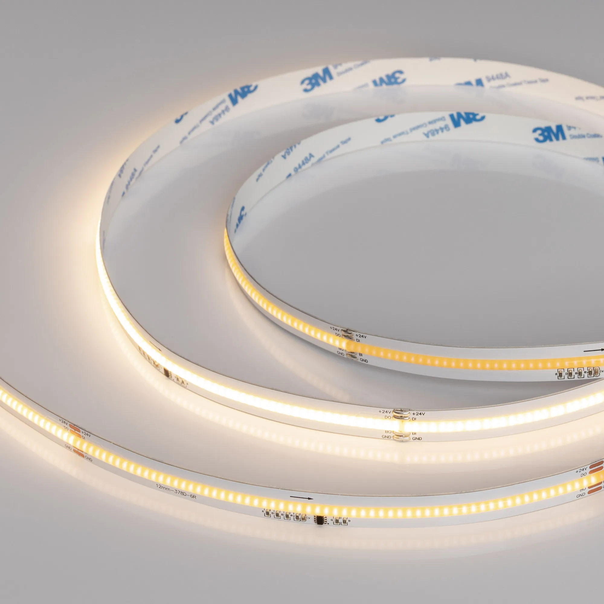 Лента светодиодная SPI-COB-X378-12mm 24V Warm3000-PX63-BPT (7 W/m, IP20, 5m) (Arlight, бегущий огонь) - изображение товара