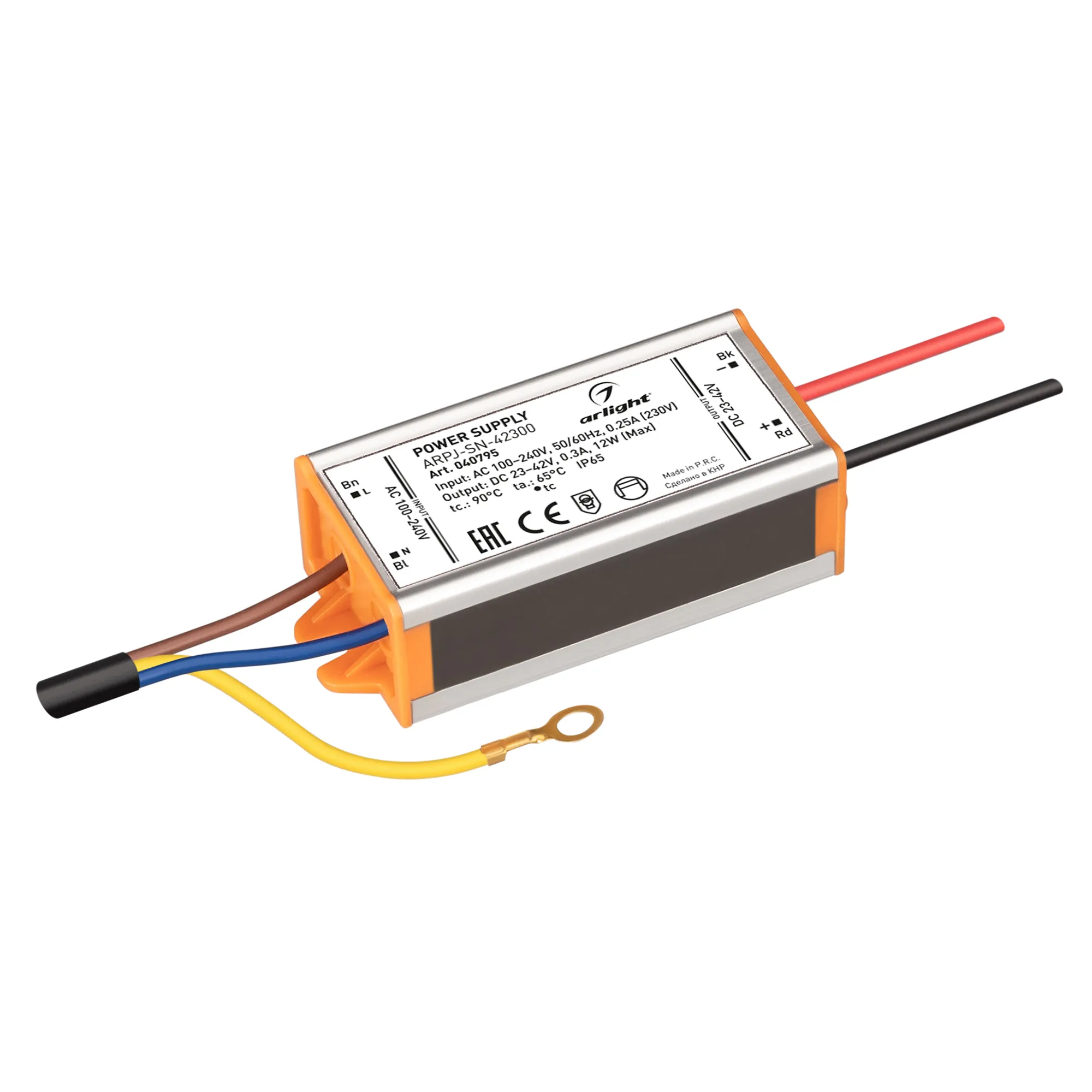 Блок питания ARPJ-SN-42300 (12W, 23-42V, 300mA) (Arlight, IP65 Металл, 3 года) - изображение товара